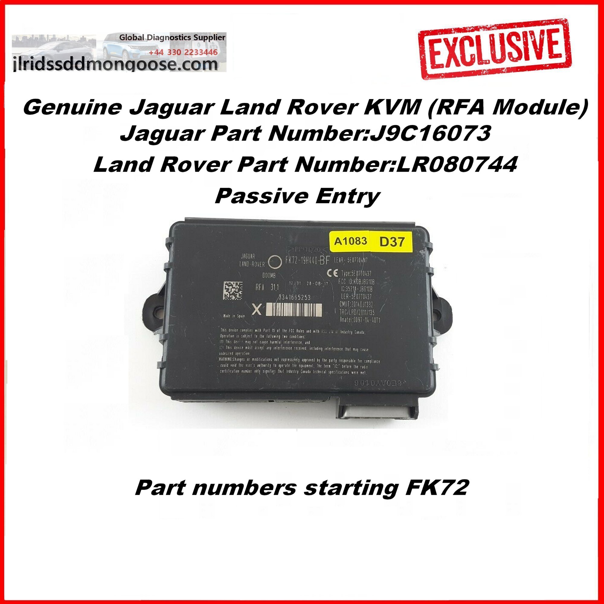 Genuine Jaguar Land Rover KVM (RFA Module) - Passive Entry (LR080744 ...