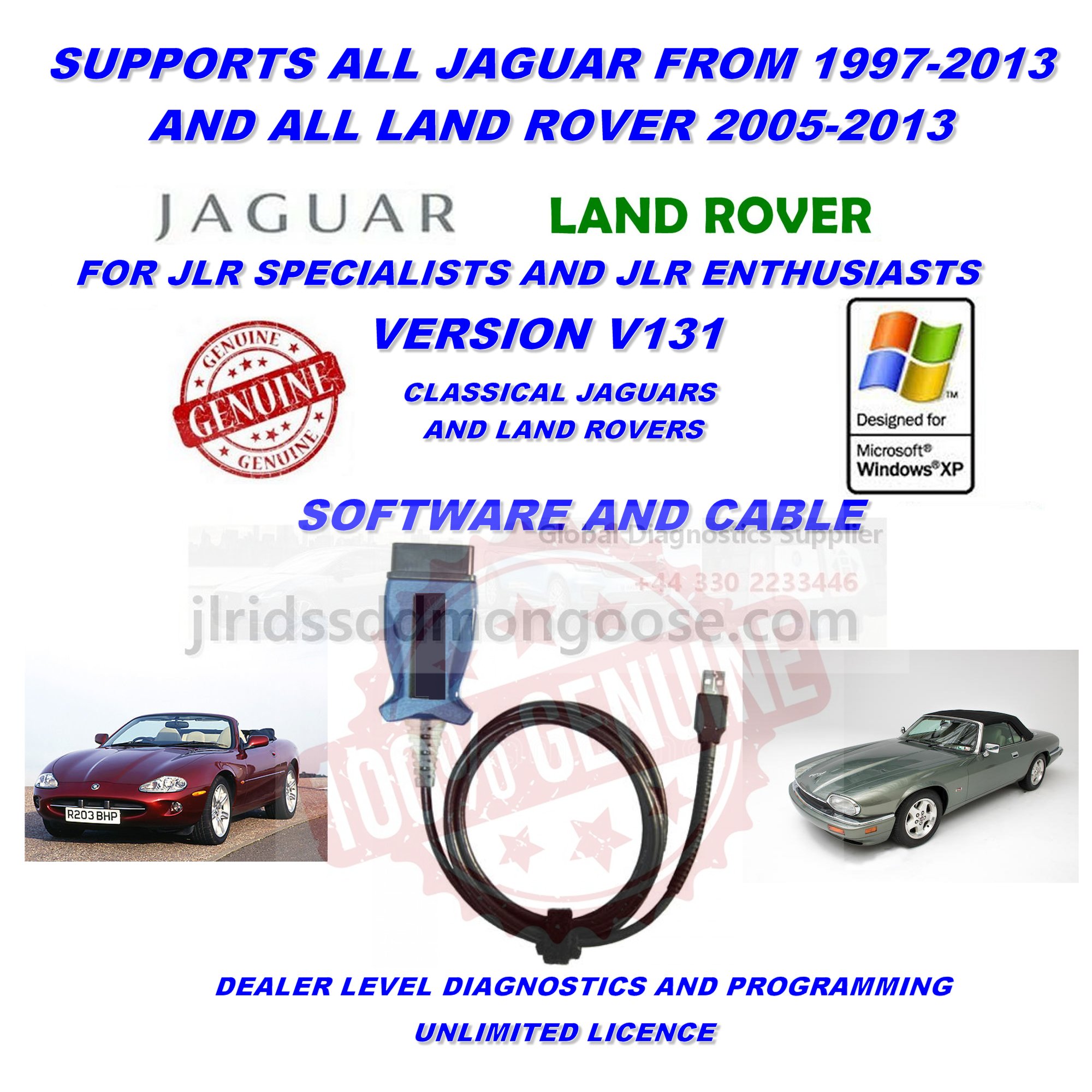 Jaguar XJ XK XF F Type Diagnostics kit IDS SDD JLR  v138 V131 Cable USB 16GB 