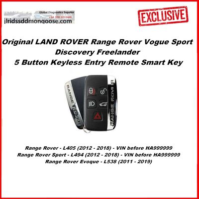 Original LAND ROVER Range Rover Vogue Sport Discovery Freelander 5 Button Keyless Entry Remote Smart Key (2011-2019), image 