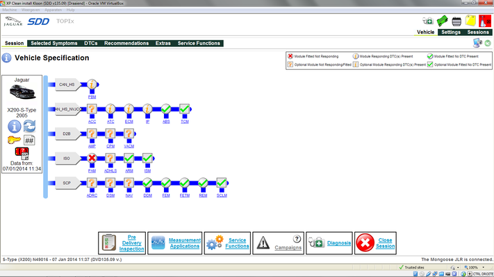 Mongoose JLR software sdd screenshot